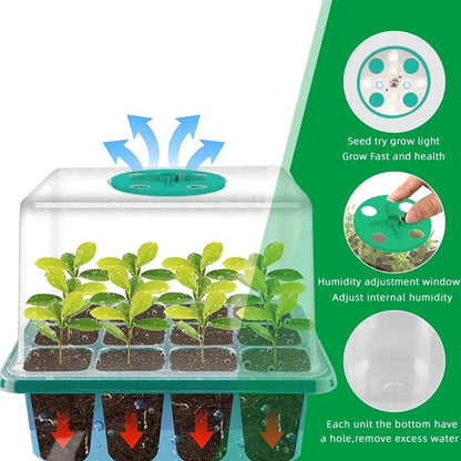 Plant Seed Starter Tray with Full Spectrum Grow Light and Dome Cover