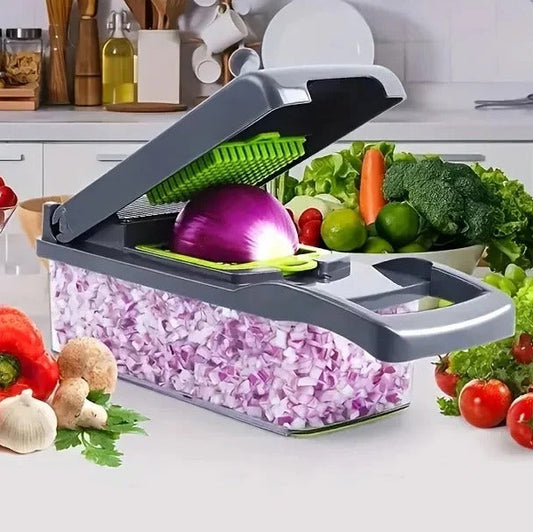 Vegetable Chopper with Slicer, Grater and Ricer Attachments