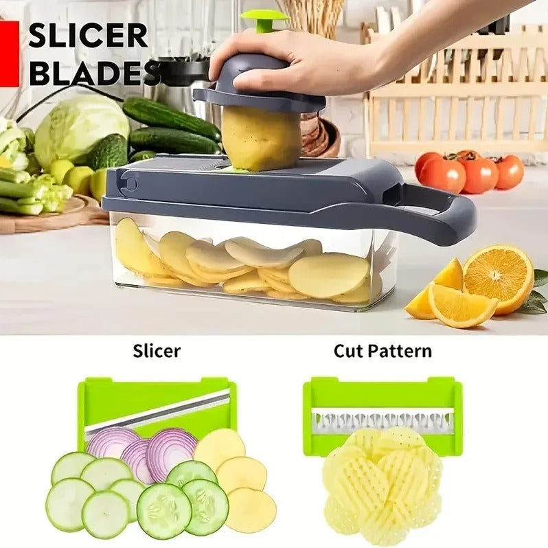 Vegetable Chopper with Slicer, Grater and Ricer Attachments