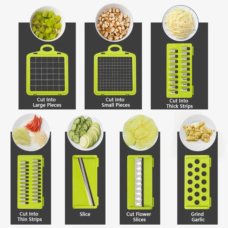 Vegetable Chopper with Slicer, Grater and Ricer Attachments