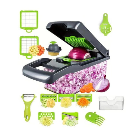 Vegetable Chopper with Slicer, Grater and Ricer Attachments
