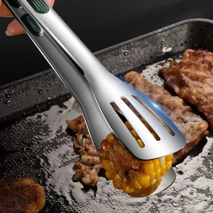 Stainless Steel Kitchen Tongs with Scalloped Grip and Lightweight Design