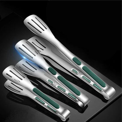 Stainless Steel Kitchen Tongs with Scalloped Grip and Lightweight Design