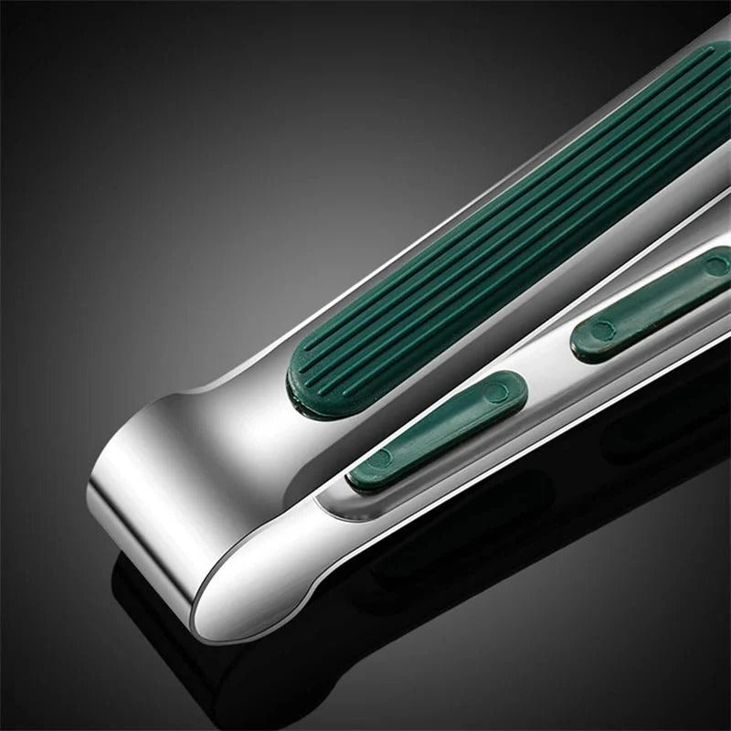 Stainless Steel Kitchen Tongs with Scalloped Grip and Lightweight Design