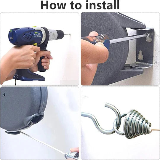 Wall-Mounted Retractable Clothesline – 180° Swivel Drying Rack