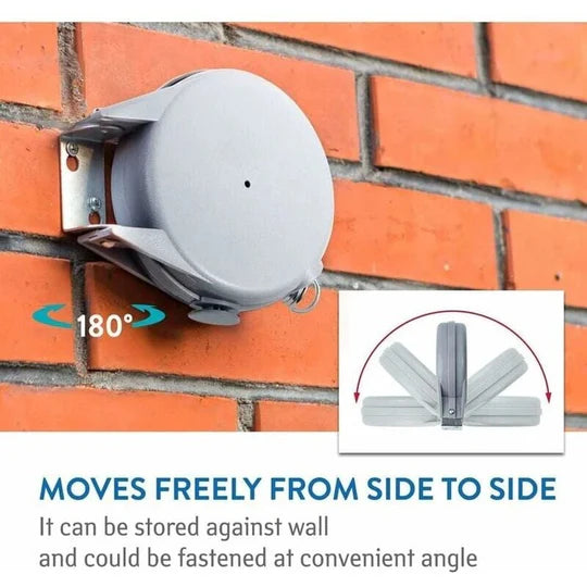Wall-Mounted Retractable Clothesline – 180° Swivel Drying Rack