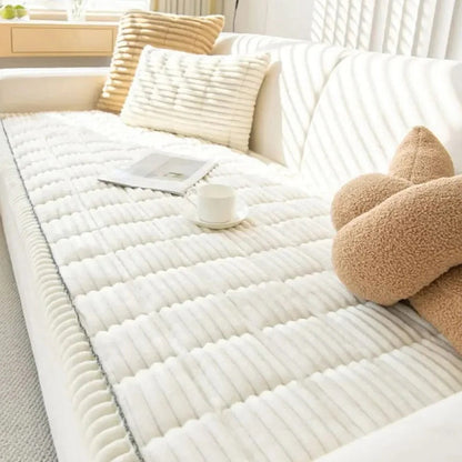Polyester Sofa Slipcover with Textured Grip Backing and Machine Washable Fabric