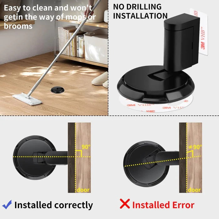 Adjustable Door Stopper with Zinc Alloy Construction and Dual Mounting Options