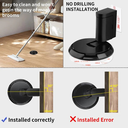 Adjustable Door Stopper with Zinc Alloy Construction and Dual Mounting Options