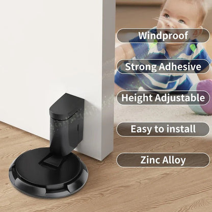 Adjustable Door Stopper with Zinc Alloy Construction and Dual Mounting Options
