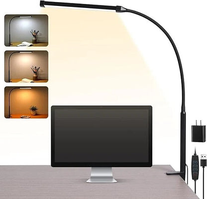 LED Desk Lamp with Clamp, Flexible Gooseneck and 3 Light Modes