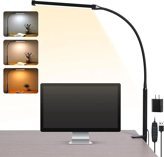 LED Desk Lamp with Clamp, Flexible Gooseneck and 3 Light Modes