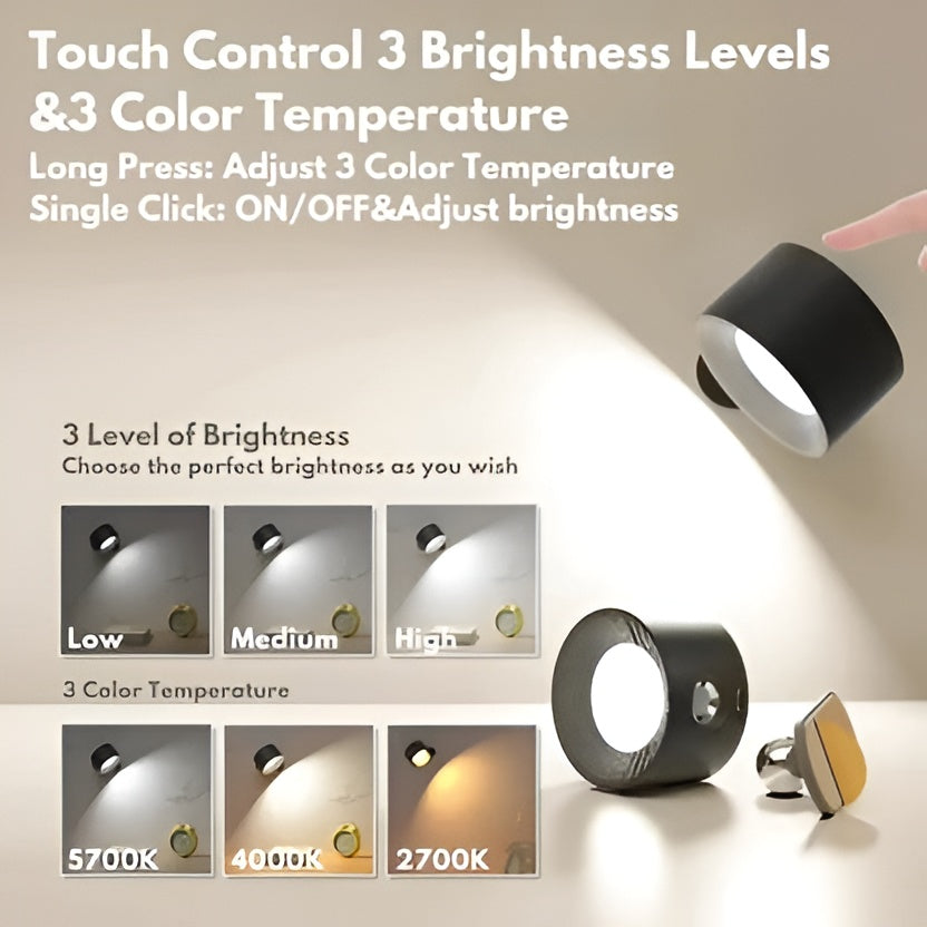 Adjustable LED Wall Light with Touch Control and 3 Color Temperatures