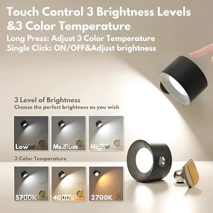 Adjustable LED Wall Light with Touch Control and 3 Color Temperatures