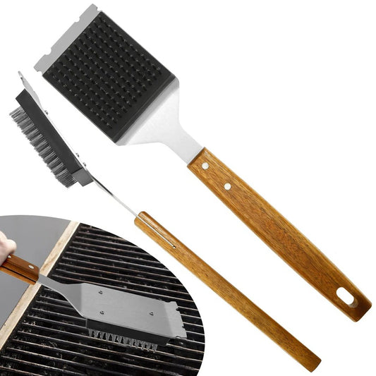 Long Handle Barbecue Grill Brush with Scraper