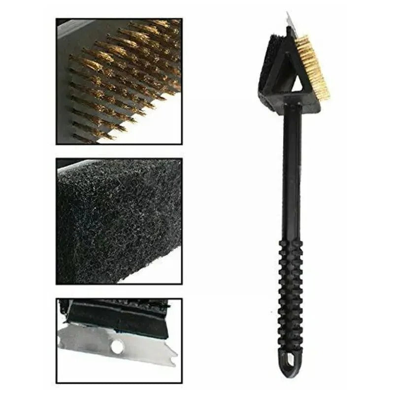 3-in-1 BBQ Cleaning Tool with Scraper & Brush, Durable Cleaning for Grills