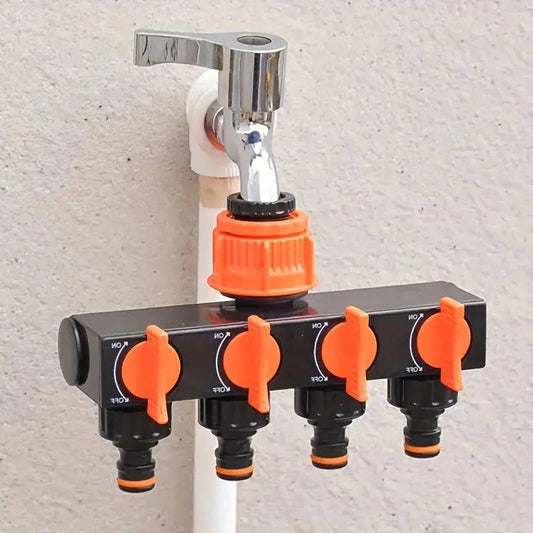 4-Way Garden Hose Splitter with Valves