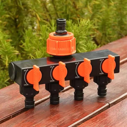 4-Way Garden Hose Splitter with Valves