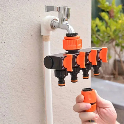 4-Way Garden Hose Splitter with Valves