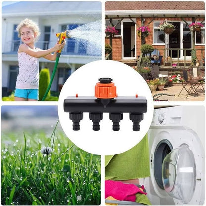 4-Way Garden Hose Splitter with Valves