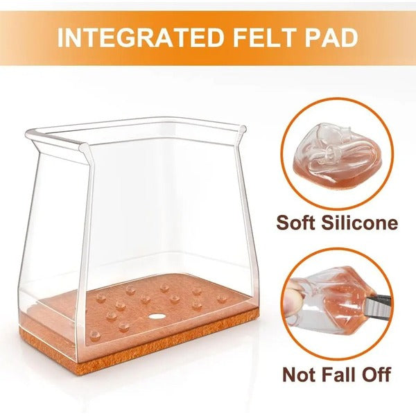 Square Chair Leg Protectors for Hardwood Floors, 24-Piece Set with Noise Reduction