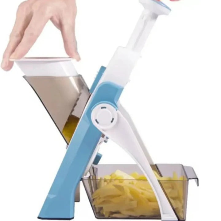 5-in-1 Vegetable Cutter with Interchangeable Blades and Tray