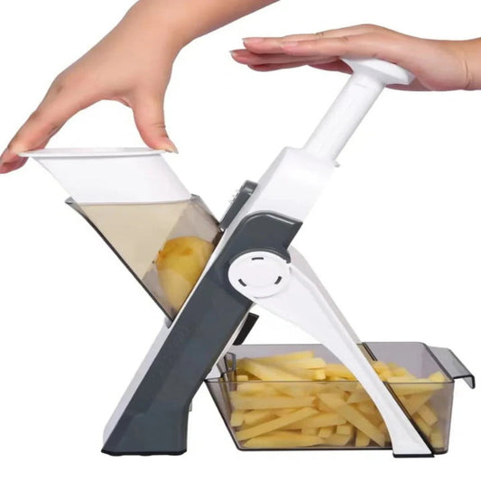 5-in-1 Vegetable Cutter with Interchangeable Blades and Tray