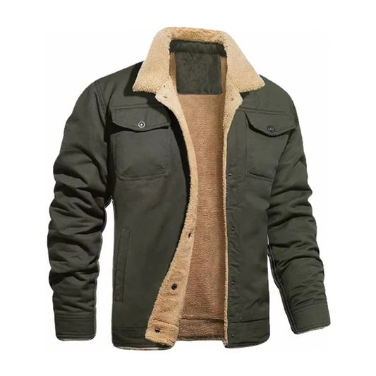 Warm Men’s Retro Plush Jacket for Winter Wear