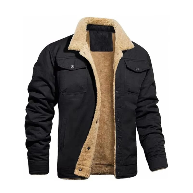 Warm Men’s Retro Plush Jacket for Winter Wear