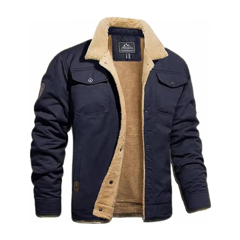 Warm Men’s Retro Plush Jacket for Winter Wear