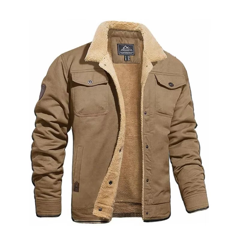Warm Men’s Retro Plush Jacket for Winter Wear