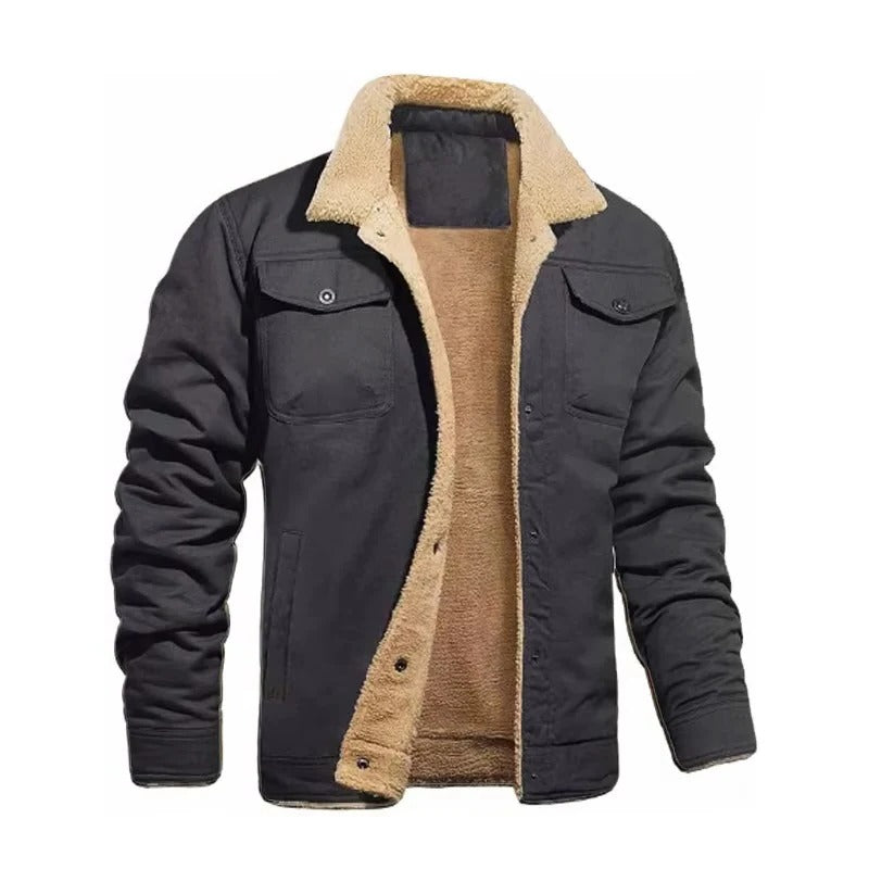 Warm Men’s Retro Plush Jacket for Winter Wear