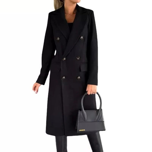 Classic Double-Breasted Coat for Women