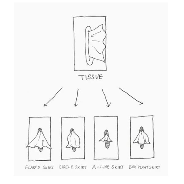Tissue Box Cover with Animated Skirt Motion and Weighted Base