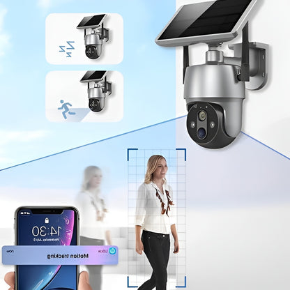 Outdoor Smart Camera with Solar Panel and 355 Degree Rotation, 1080P Night Vision