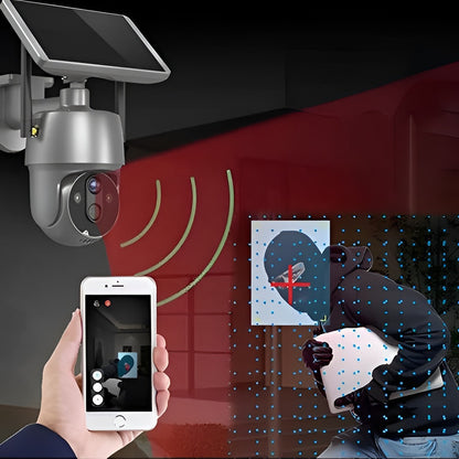 Outdoor Smart Camera with Solar Panel and 355 Degree Rotation, 1080P Night Vision