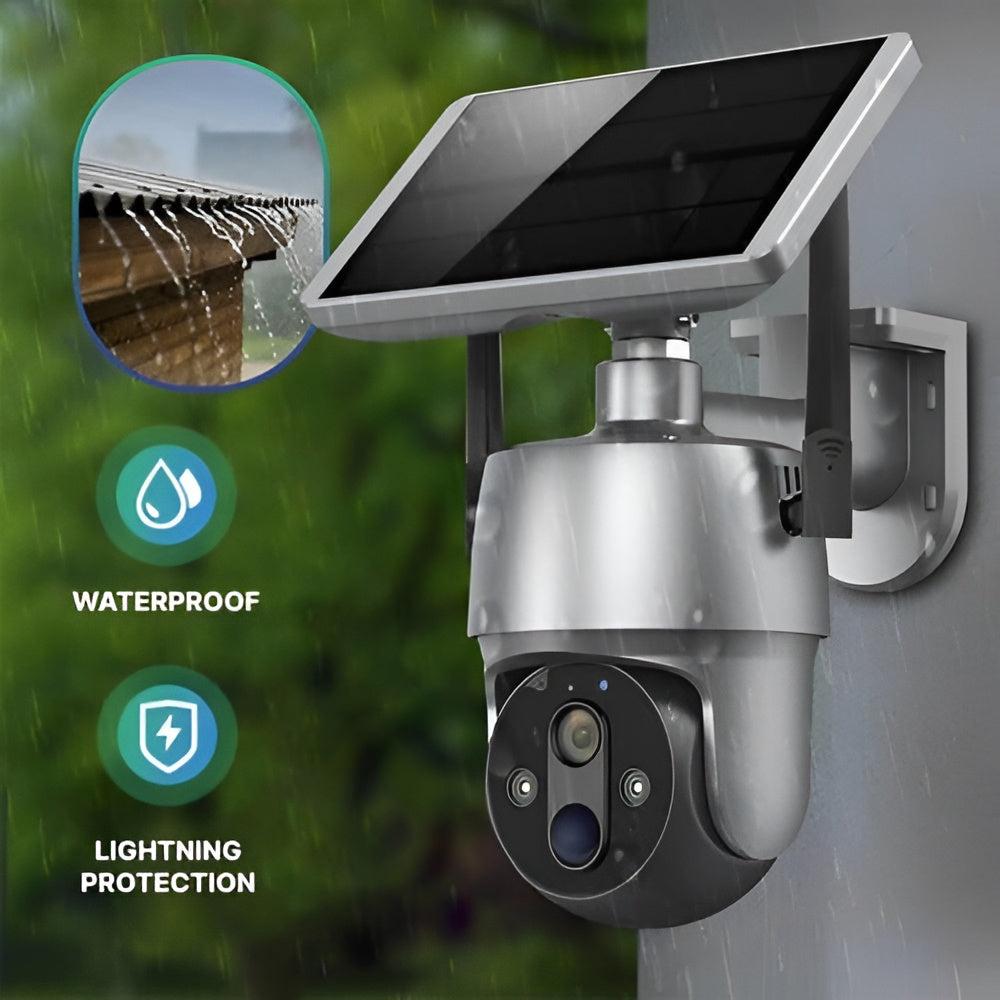 Outdoor Smart Camera with Solar Panel and 355 Degree Rotation, 1080P Night Vision