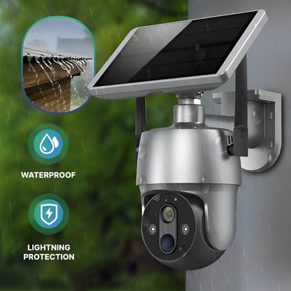 Outdoor Smart Camera with Solar Panel and 355 Degree Rotation, 1080P Night Vision