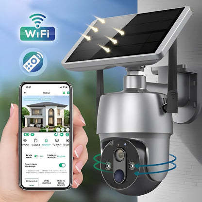 Outdoor Smart Camera with Solar Panel and 355 Degree Rotation, 1080P Night Vision