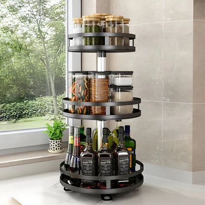 3-Tier Turntable Storage Rack – Metal Construction