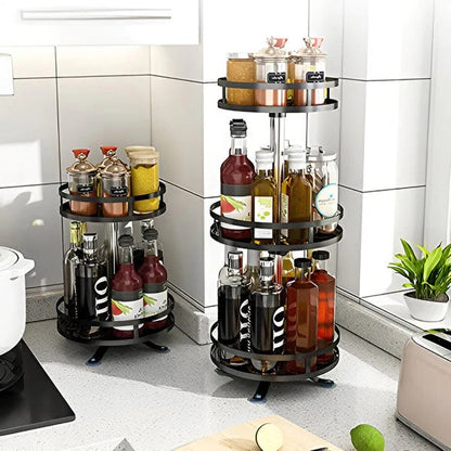 3-Tier Turntable Storage Rack – Metal Construction