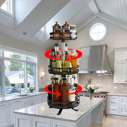 3-Tier Turntable Storage Rack – Metal Construction