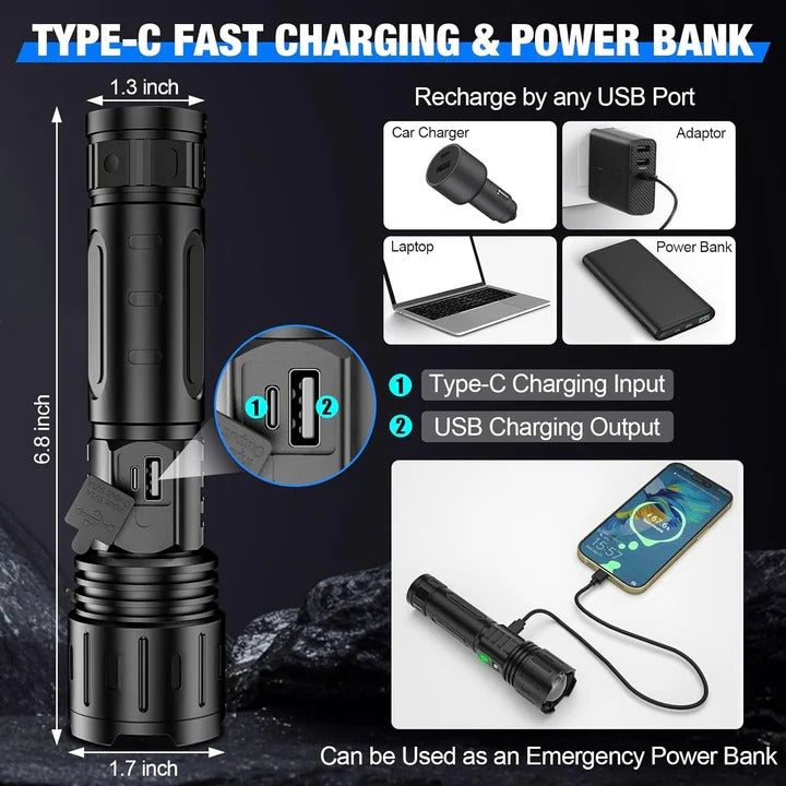 High-Power Rechargeable LED Flashlight