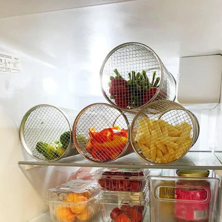 Small Hole Rolling Mesh Grill Basket For Fries And Shrimp