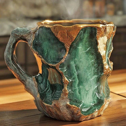 Crystal-Inspired Geometric Coffee Mug with Faceted Design and Heat Resistant Material