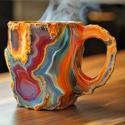 Crystal-Inspired Geometric Coffee Mug with Faceted Design and Heat Resistant Material