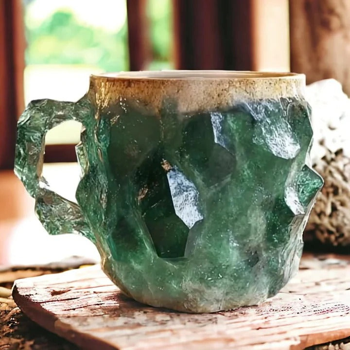 Crystal-Inspired Geometric Coffee Mug with Faceted Design and Heat Resistant Material