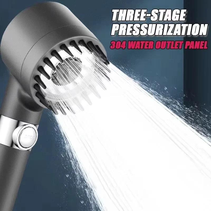 Shower Head with Massage Brush – 3 Modes High Pressure Filter