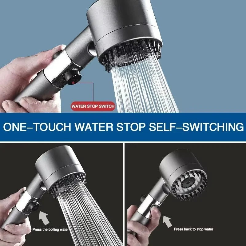 Shower Head with Massage Brush – 3 Modes High Pressure Filter
