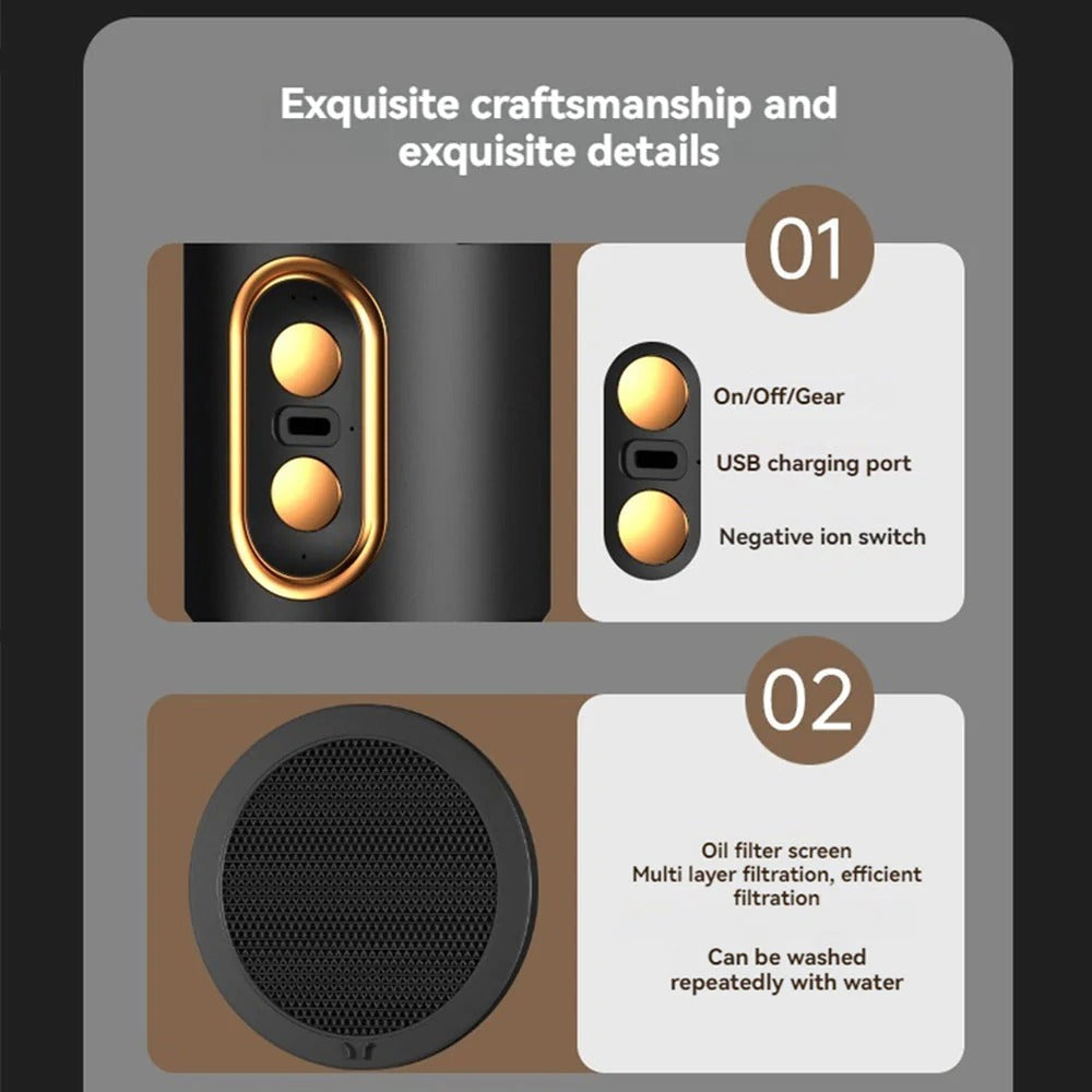 Rechargeable Desktop Air Purifier with Negative Ion Technology and Adjustable Angle